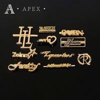 APEX Factory Étiquette de marque en métal doré gravée et embossée sur mesure, plaque nominative pour chapeaux, sacs, vêtements, repas, en alliage de zinc