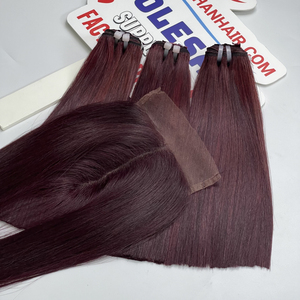 Extensions de cheveux humains vietnamiens Remy, tissage machine, texture naturelle, lisses, qualité supérieure - Product Image 3