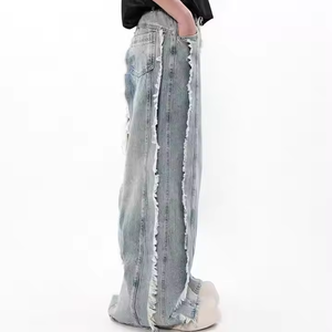 جينز فضفاض بالأسى من الشركة المصنعة الأصلية مخصص جودة عالية ملابس الشوارع خمر اقتصاص الرجال المتعثرة غسل الجينز البضائع - Product Image 2