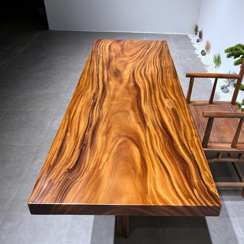 South America commercial luxury 10 seater live epoxy resin edge solid walnut wooden dining table top restaurant dining table set