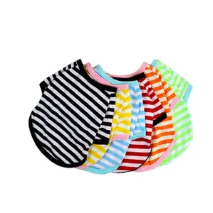 Pet clothes Dog striped round collar T shirt,pet between the two - legged shirt,pet clothing Korean version of small dog clothes