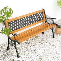 Park Bench with Plastic Back, Outdoor Steel Legs