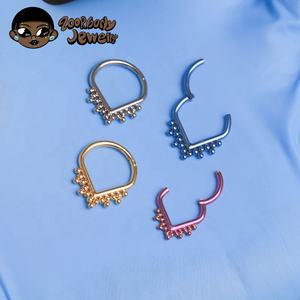 <span class=keywords><strong>Piercing</strong></span> para el cuerpo de titanio Joyas Colores anodizados Cuentas de soldadura Anillo para el tabique Pendientes de gota de agua - Product Image 1