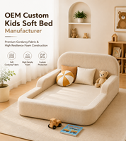 Lit de sol en mousse pour enfants avec revêtement en velours côtelé, lit rembourré à profil bas pour tout-petits, mousse haute densité, mobilier de chambre personnalisé