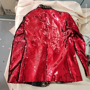 Áo Khoác Blazer Cổ Áo Choàng Kim Sa Màu Đỏ Áo Blazer Tuxedo Trang Phục Ca Sĩ Sân Khấu Tiệc Cưới Chú Rể DJ Hộp Đêm Vũ Hội Cho Nam Người Lớn - Product Image 5