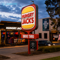 Panneau publicitaire extérieur personnalisé pour hamburgers, enseigne en pylône 3D éclairée par LED pour restaurant de restauration rapide, centre commercial, épicerie