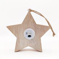 Adornos Navideños de Madera Ecológicos en Forma de Estrella, con Luces LED Cálidas, para Colgar, Decoración Festiva para el Hogar, Venta al Por Mayor