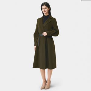 Service d'usine OEM ODM <span class=keywords><strong>Manteau</strong></span> <span class=keywords><strong>en</strong></span> <span class=keywords><strong>laine</strong></span> formel pour femme, col cranté, vert armée, chaud, hiver, logo, 98% nylon, 2% doublure <span class=keywords><strong>en</strong></span> <span class=keywords><strong>laine</strong></span> - Product Image 3