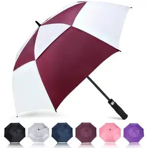 30 Inch Automatische Open Golf Paraplu Extra Grote Oversized Dubbele Luifel Geventileerde Winddicht Waterdicht Stick Paraplu