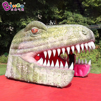 Tunnel publicitaire gonflable géant en forme d'animal mascotte, accessoire d'Halloween gonflable personnalisé, tête de dinosaure gonflable pour la décoration