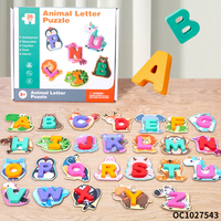 Mainan Edukasi Perkembangan Anak Usia Dini Puzzle Kayu 3D Blok Alfabet ABC Mainan Aktivitas Hewan Berwarna untuk Bayi