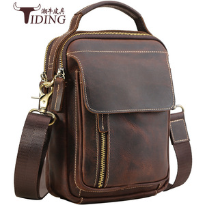 Tiding Men's Messenger <b>Bag</b> Genuine Leather Small Crossbody <b>Bag</b> Durable Outdoor Casual Style - Product Image 1
