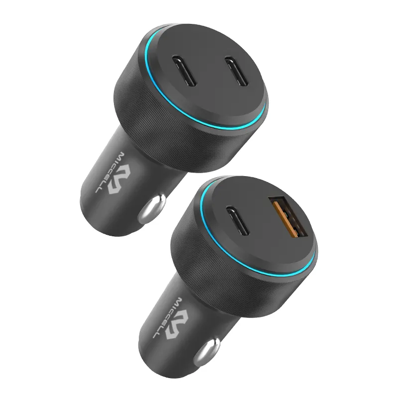 OEM car charger 48w 60w fast charging 2 pd usb qc3.0 quick charge aluminum mini dual usb c 20w 25w PD car charger