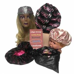 Custom Satin Hair Bag With logo Jewelry Cosmetics Gift Silk Bag Hair Packaging <b>Wig</b> Storage Bonnet - Product Image 2