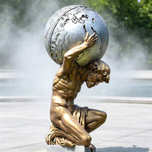 Sculpture en bronze grandeur nature moderne, art métallique, statue « Le monde est à toi », sculpture extérieure pleine grandeur pour la décoration de jardin - Product Image 4