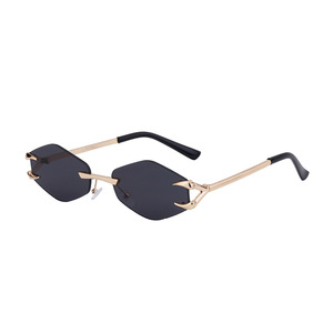 Lunettes de soleil sans monture personnalisées unisexes, verres PC UV400, style Instagram, monture noire, emballage en boîte CY-8850 - Product Image 2