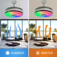 Ventilateur de Plafond Électrique Moderne d'Intérieur de 42 Pouces avec Lumières LED RGB Rétractables, Installation pour Projet, Moteur AC DC, Contrôlé par Application
