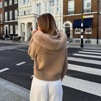 Cardigan ample à capuche et fermeture éclair pour femme, idéal pour l'hiver