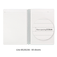 Carnet à spirales à couverture rigide imperméable en PP souple avec anneaux, 80 feuilles, formats B5, A5, A6, pour le bureau