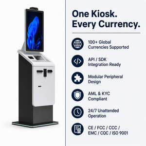 Kiosque de change aéroportuaire en libre-service pour devises étrangères, conformité AML, taux en temps réel, SDK, OEM, MOQ 1 unité - Product Image 1