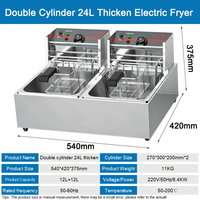 Freidora Eléctrica Comercial de 10L+10L para Uso Doméstico, Restaurantes de Comida Rápida, para Papas Fritas, Pollo Frito, para Hoteles
