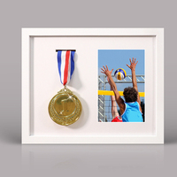 Cadre en bois pour médailles et photos, à poser sur table ou à fixer au mur, pour médailles de marathon, badges, boîte de rangement