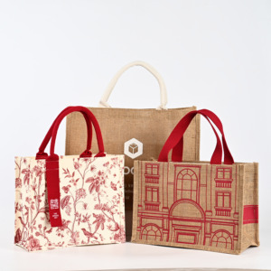 Sac fourre-tout de plage en toile grand format personnalisé, écologique, en jute naturelle avec impression de logo pour le shopping – Vente en gros - Product Image 2