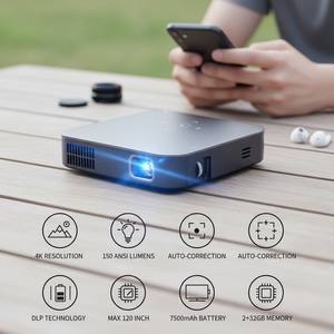 Aome S200 5G WiFi Android Mini proyector Nuevo Cine en Casa 4K Video 2K película portátil DLP lámpara LED lente manual incorporada EE. UU. - Product Image 2