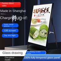 Support d'affichage extérieur imperméable en aluminium carré double face sur pied avec boîtes lumineuses publicitaires LED en verre trempé pour thé au lait
