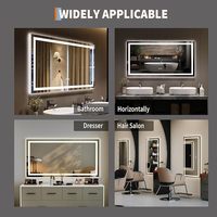 Cermin Kamar Mandi Hotel Mewah Modern dengan Lampu LED Terpasang di Dinding, Bingkai Aluminium Persegi Panjang, Anti-Kabut, dan Teriluminasi