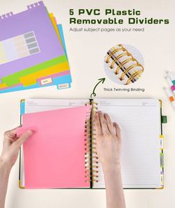 Green Large B5 Leather Hardcover Spiral Notebook 300 Page College Ruled <b>Journal</b> Removable Dividers Tabs 5 Subjects for College - Product Image 4