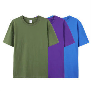 T-shirt en coton pur personnalisé T-shirt surdimensionné en coton pur avec broderie personnalisée et impression de houppette Vente en gros - Product Image 1