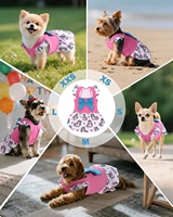 Robe d'été pour petit chien, résistante aux UV, avec nœud et manches à volants, pour anniversaire, mariage, fête, plage, vêtements mignons pour animaux de compagnie, robe tendance pour chiot