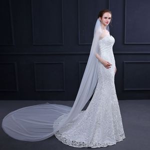 Semplice doppio strato coda lungo velo abito da sposa <span class=keywords><strong>accessori</strong></span> <span class=keywords><strong>con</strong></span> un pettine <span class=keywords><strong>per</strong></span> <span class=keywords><strong>capelli</strong></span> - Product Image 3