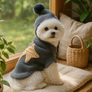 Tenue décontractée quotidienne, sweat à capuche tricoté à motif d'étoiles mignon, vêtements d'hiver chauds pour animaux <span class=keywords><strong>de</strong></span> compagnie, <span class=keywords><strong>pull</strong></span> pour chien - Product Image 1