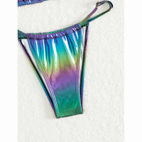 Brillant dégradé maillot de bain femmes brillant deux pièces Mini maillots de bain Sexy Micro string Bikini ensemble 2024