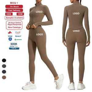 Ensemble de vêtements de sport pour femmes, <span class=keywords><strong>haut</strong></span> et leggings de yoga confortables et doux, extensible et performant pour la salle de sport, le Pilates, la course à pied, l'entraînement physique - Product Image 1