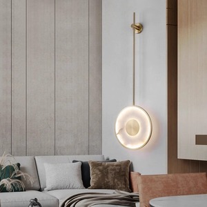 Wall Lamp Led <b>Light</b> Stainless Steel Long <b>Pole</b> Copper Snowflake Marble W25 H130cm Ambient Lighting Hotel Decor - Product Image 4