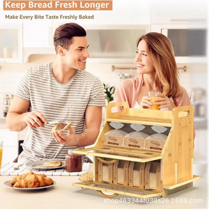 Boîte de rangement en bois pour pain, grande capacité, organisateur de fruits et légumes, utilisation en cuisine - Product Image 4
