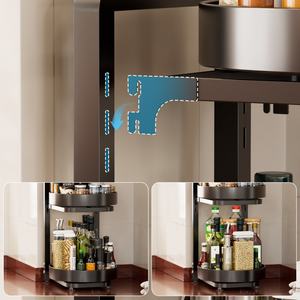 <span class=keywords><strong>Estante</strong></span> <span class=keywords><strong>giratorio</strong></span> de acero de 3 niveles para especias, organizador circular de 360 grados para encimera de <span class=keywords><strong>cocina</strong></span>, juego de estantes para guardar especias. - Product Image 4