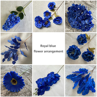 38 styles d'arrangements de fleurs en soie bleu royal pour la décoration de mariage, fleurs artificielles bleu marine