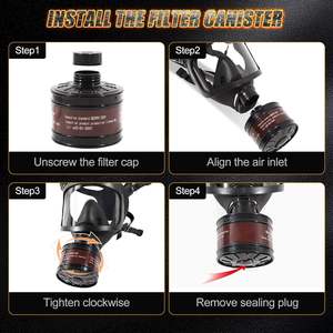 Masque à gaz à large <span class=keywords><strong>champ</strong></span> de vision Filtre auto-amorçant noir <span class=keywords><strong>mont</strong></span>é sur la tête Fire Volcano Masque complet anti-fumée et anti-poussière Anti-gaz - Product Image 2