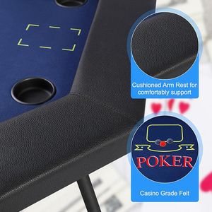Table de Poker octogonale professionnelle Texas Hold Em Casino pliable avec porte-gobelet pour 8 joueurs Vitesse ronde en bois Mahjong Lights - Product Image 4