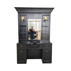 Miroir de salon de coiffure en <span class=keywords><strong>bois</strong></span> européen, grand miroir sur pied, miroir de salon de coiffure - Product Image 5