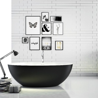 Surface solide blanche moderne de 1.5m ovale autoportante écologique Massage à l'air Pierre artificielle Baignoire de trempage Égouttoir Hôtel Villa Maison