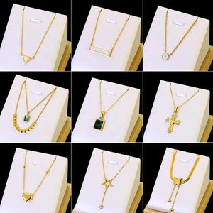 Venta al por mayor barato joyería de acero inoxidable impermeable estrellas Luna flores mariposa corazón collar señoras clavícula cadena joyería - Product Image 2