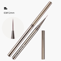 Lot de 5 pinceaux à manche métallique pour nail art, ultra fins, pointes extra fines, pour gel acrylique, peinture, stylo de traçage, outils de manucure