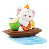 Support de téléphone amusant en forme d'éléphant blanc, décoration de bureau en PVC, style marché flottant thaïlandais, support de téléphone dessin animé animal mignon