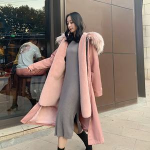 2019 nuova versione coreana <span class=keywords><strong>cappotto</strong></span> Parka in finta pelliccia <span class=keywords><strong>di</strong></span> <span class=keywords><strong>visone</strong></span> fodera staccabile motivo a quadri con bottone da donna <span class=keywords><strong>cappotto</strong></span> invernale medio <span class=keywords><strong>lungo</strong></span> - Product Image 5