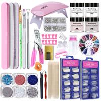 Kit complet de nail art en gros B1553 : Poudre acrylique, lampe UV LED, outils et décorations